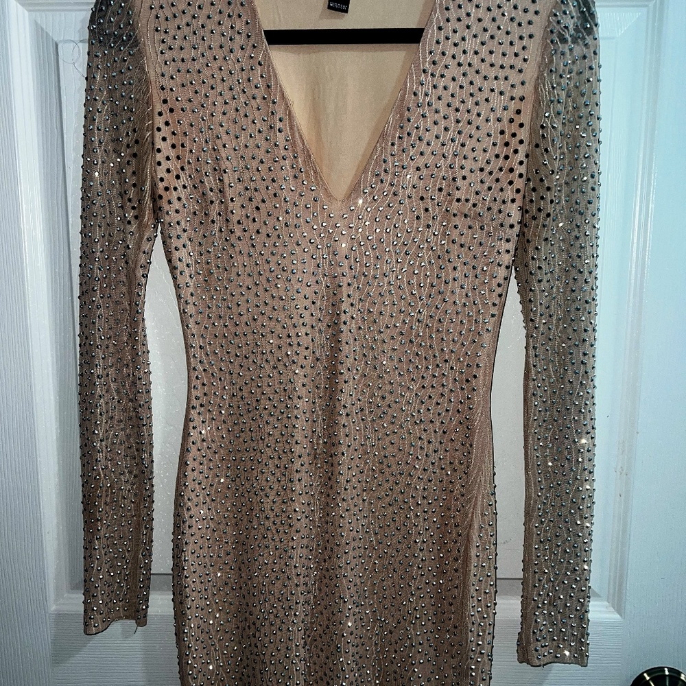 Women's Nude Rhinestone Dress